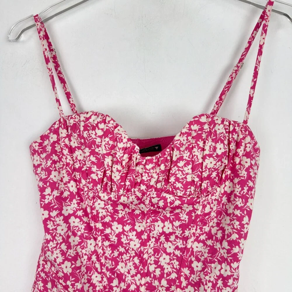 NWT Zara Floral Printed Corset Bodysuit Spaghetti Straps Pink Size Small S NEW - Picture 3 of 14